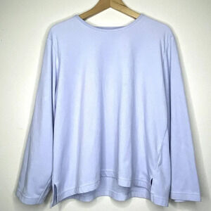 Oscar de la Renta Women's Lilac Light Blue Fleece Pullover Sweatshirt Size Large